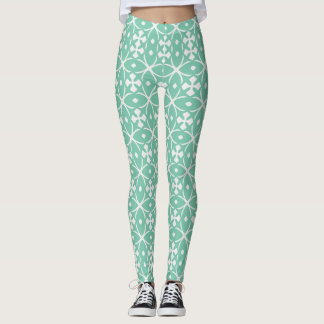 Leggings Floraux Géométriques Vert Menthe
