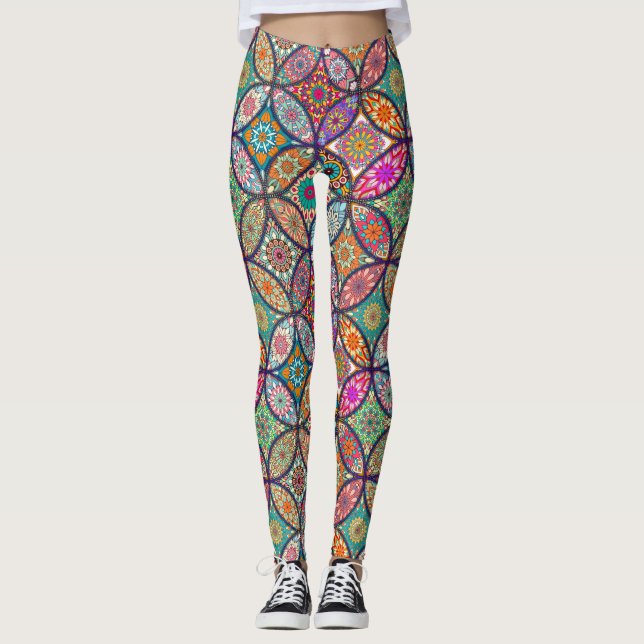 Leggings floraux/mandala décoratifs (Devant)