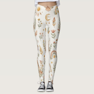Leggings Floraux Pastel Arc-en-Ciel Aquarelle Bohè