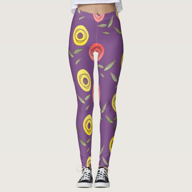Leggings floraux violets (Devant)