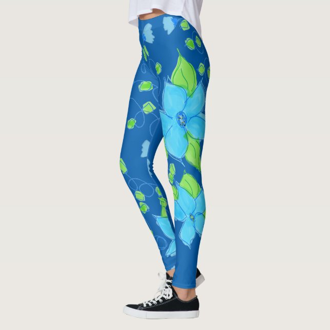 Leggings Flore bleu clair (Gauche)