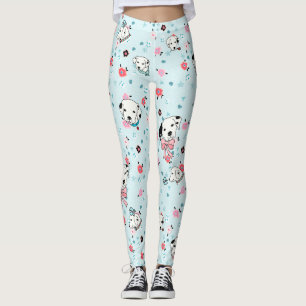 Leggings Flore de chiot dalmate - bleu clair