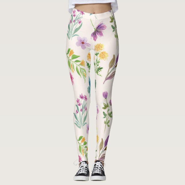 Leggings Flore fleurie printanière (Devant)