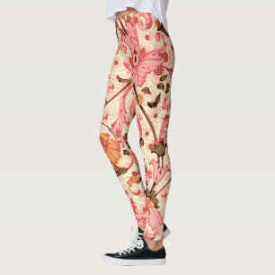 LEGGINGS FLORENTINE RENAISSANCE ROSE FLORALE SWIRLS, FLEURS