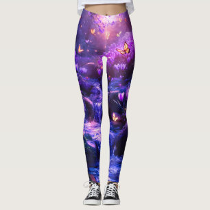Leggings Flores en cascade de lavande de minuit