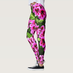 Leggings "Flores vives : Geraniums roses chauds sur Bush lu