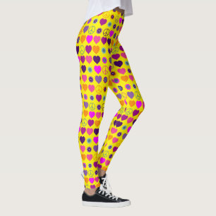Leggings Flower Power Hearts Paix Blooms Motif