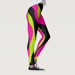 Leggings Flux et reflux 4 en vert citron, rose vif et noir