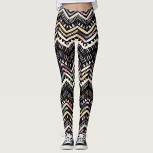 Leggings folklore géométrique d'Ikat, motif aztèque tribal.