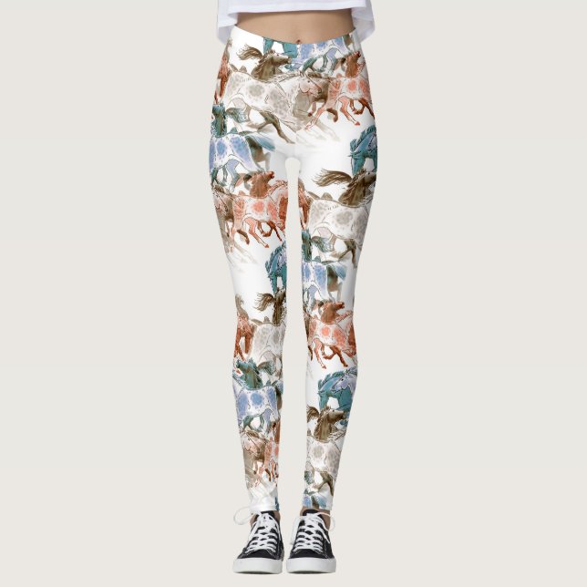 LEGGINGS FONCTIONNEMENT DE CHEVAUX SAUVAGE. ART CLASSIQUE (Devant)