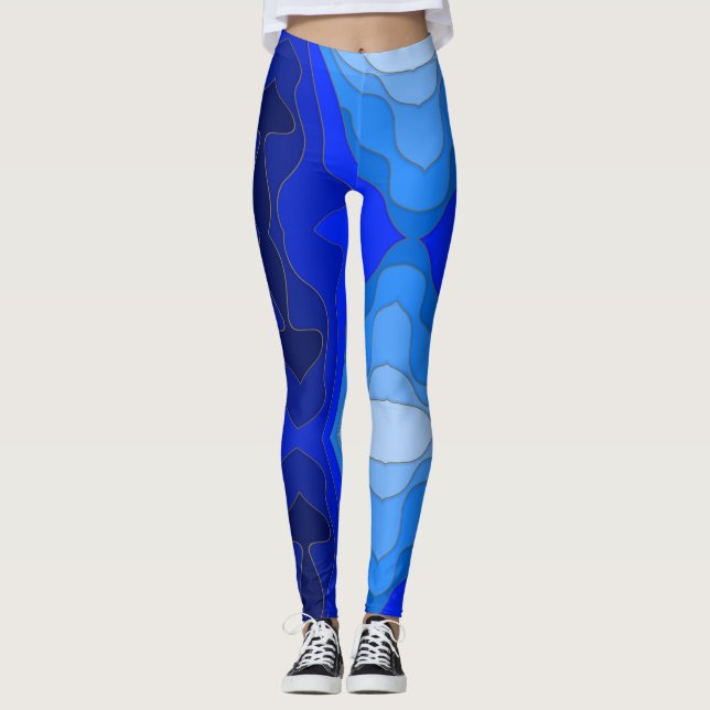 Leggings fond bleu - léggations (Devant)