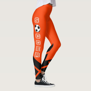 Leggings Footballeur orange, blanc et noir