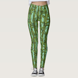 Leggings Forêt de bambou sur bleu clair