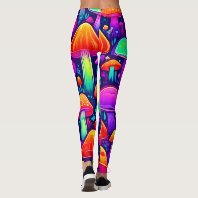 Leggings Forêt de champignons à lueur de néon (Dos)