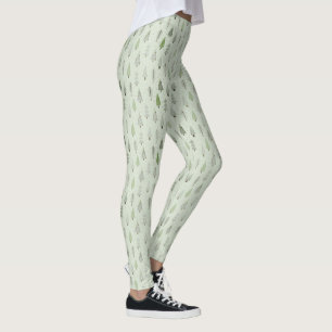 Leggings Forêt de Noël d'hiver moderne Arbres verts