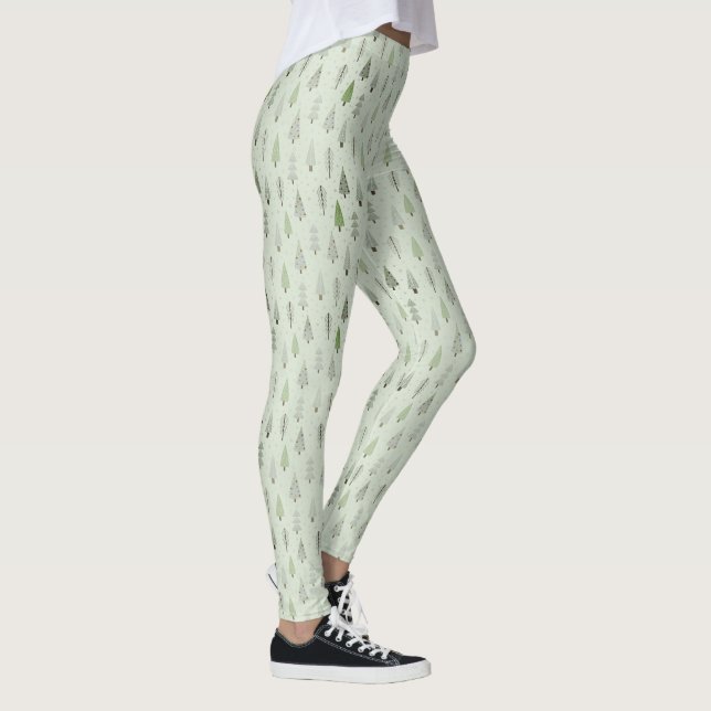Leggings Forêt de Noël d'hiver moderne Arbres verts (Droite)