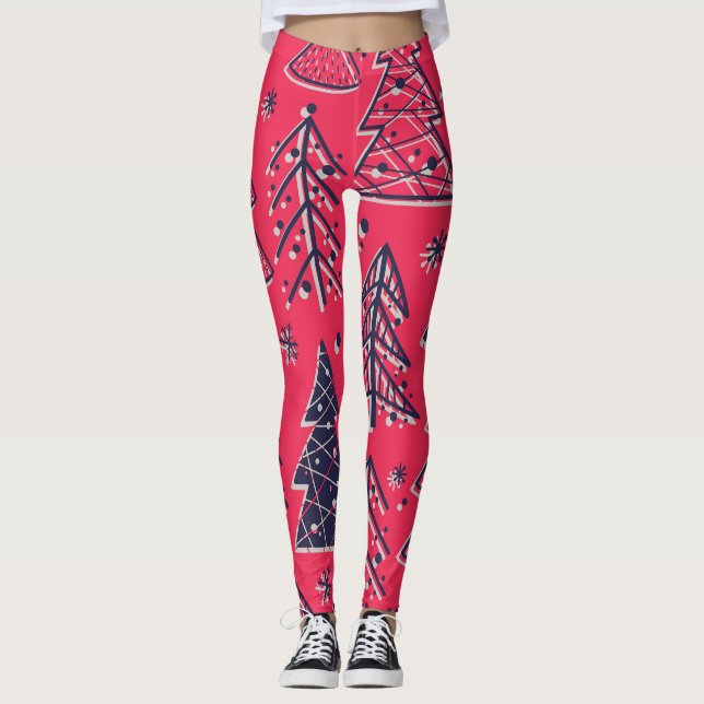 Leggings Forêt de Noël : Papier peint en silhouette d'hiver (Devant)