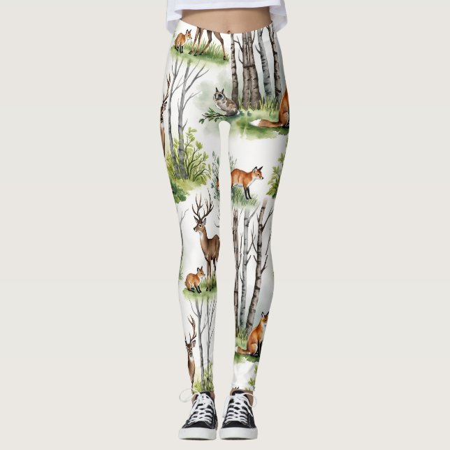 Leggings Forêt de Renard de Cerf Motif sans joint (Devant)