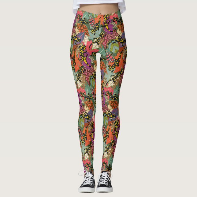 Leggings forêt de salamandres maximaliste (Devant)