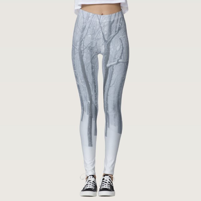 Leggings Forêt gelée couverte de neige en hiver (Devant)