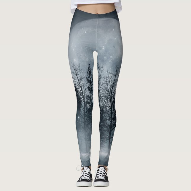 Leggings Forêt sombre : Scène lune (Devant)