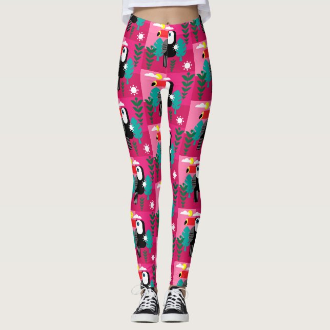 Leggings Forêt tropicale tropicale Toucan (Devant)