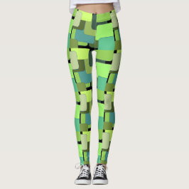 Leggings Forme Abstraite géométrique verte