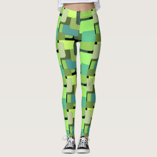 Leggings Forme Abstraite géométrique verte
