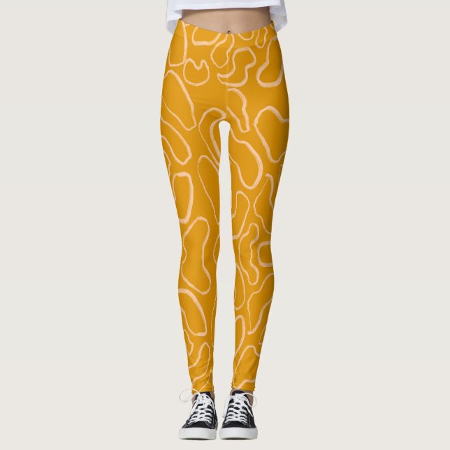 Leggings forme géométrique blanche Abstraite (Devant)