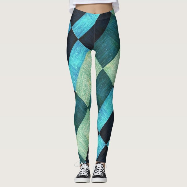 Leggings Formes Abstraites de tons bleus (Devant)