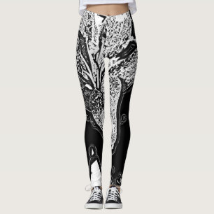 Leggings formes abstraites en noir et blanc contemporaines