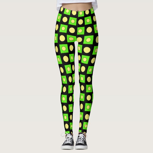Leggings Formes Abstraites jaunes et noires de chaux (Devant)