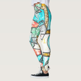 Leggings Formes géométriques avec des textures blanches étr