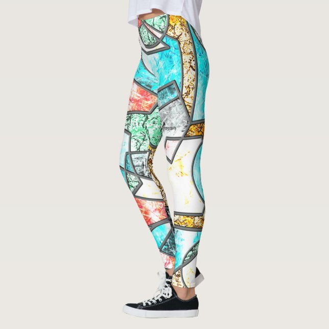 Leggings Formes géométriques avec des textures blanches étr (Gauche)