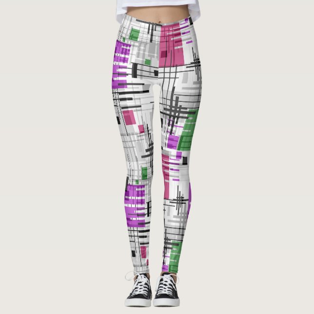 Leggings formes géométriques modernes Abstraites rayées (Devant)