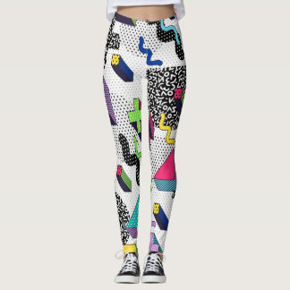 Leggings Formes géométriques multicolores, motif rétro.