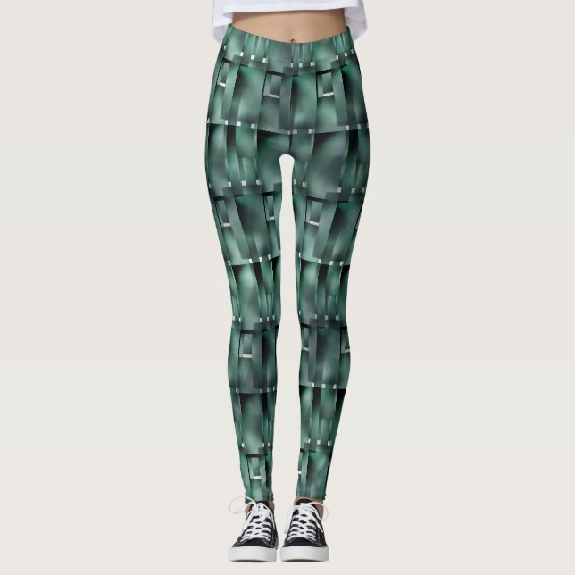 Leggings Formes rectangulaires dans la couleur verte et (Devant)