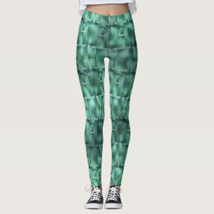 Leggings Formes rectangulaires en vert foncé et tacheté
