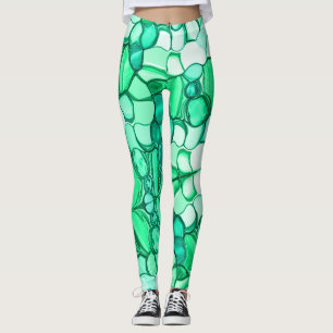 Leggings Formes rondes, comme les graines, tonalités menthe