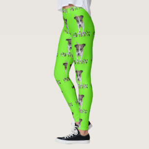 Leggings Fox Terrier Et Logo, Dames Lèvres Vertes