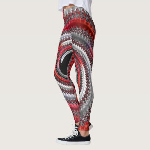 Leggings Fractale Abstraite de la spirale rouge