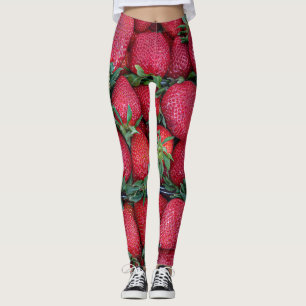 Leggings Fraises avec feuilles verts
