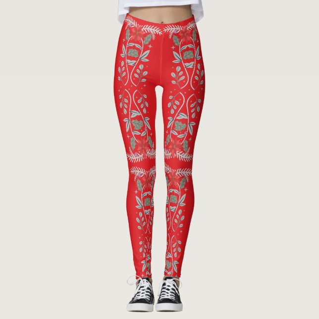 Leggings Frame à fleurs Holly Berries (Devant)