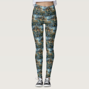 Leggings Français Setter Christmas Festive Voyage