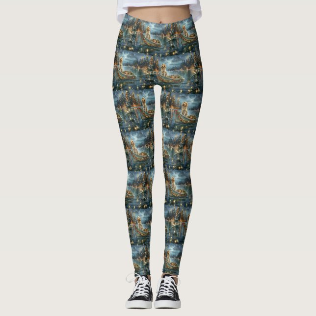 Leggings Français Setter Christmas Festive Voyage (Devant)