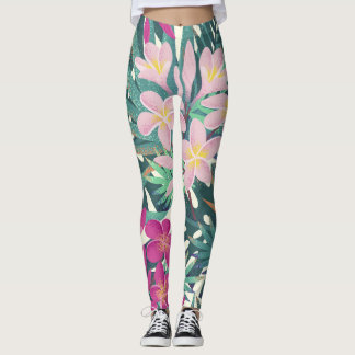 Leggings Frangipani Tropical : Vintage rose-blanc.