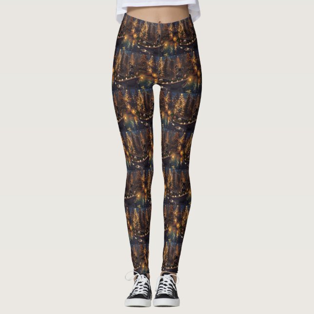 Leggings French Bulldog Christmas Festive Voyage (Devant)