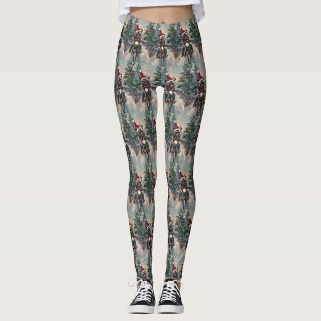 Leggings French Bulldog Riding Moto Noël (Devant)