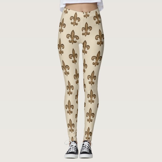 Leggings French Fleur de Lis Pattern d'or (Devant)