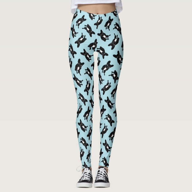 Leggings Frenchie brindle mignon en art numérique noir et (Devant)